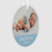 Blue Baby Boy Persoonlijke naam Foto Ornament (voorkant)