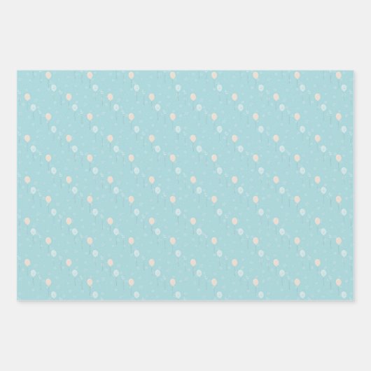 Blue Baby Boy Rainbow en Rabbit Inpakpapier Vel (Voorkant 3)