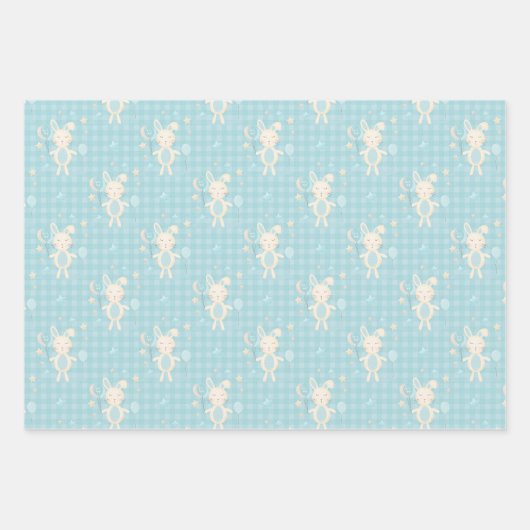 Blue Baby Boy Rainbow en Rabbit Inpakpapier Vel (Voorkant 2)