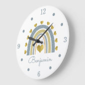 Blue Baby Boy Rainbow Nursery Acrylic Wall Clock Grote Klok (Hoek)