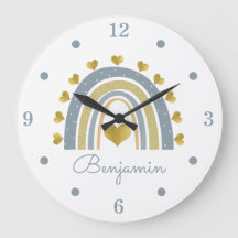 Blue Baby Boy Rainbow Nursery Acrylic Wall Clock