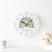 Blue Baby Boy Rainbow Nursery Acrylic Wall Clock Grote Klok (Huis)