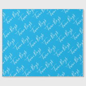 Blue Baby Boy Script Twin Boys Wrapping Paper Cadeaupapier (Vlak)