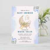 Blue Baby Boy Shower Invitation – Customizable Kaart (Staand voorkant)