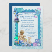 Blue Baby Boy Shower Tweets Uitnodiging (Voorkant / Achterkant)