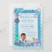 Blue Baby Boy Shower Tweets Uitnodiging (Voorkant)