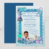 Blue Baby Boy Shower Tweets Uitnodiging (Voorkant / Achterkant)