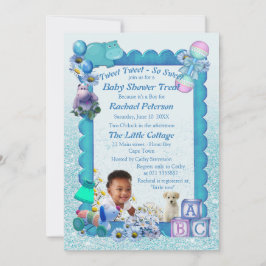 Blue Baby Boy Shower Tweets Uitnodiging