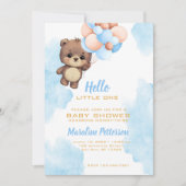 Blue Baby Boy Shower-uitnodiging Feestdagenkaart (Voorkant)