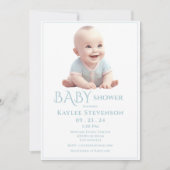 Blue Baby Boy Shower-uitnodiging Kaart (Voorkant)