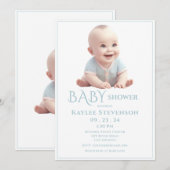 Blue Baby Boy Shower-uitnodiging Kaart (Voorkant / Achterkant)