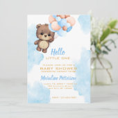 Blue Baby Boy Shower-uitnodiging Kaart (Staand voorkant)