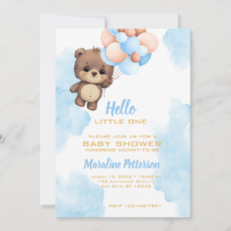 Blue Baby Boy Shower-uitnodiging Kaart