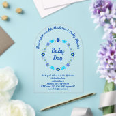 Blue Baby Boy Vlinders en Bloemen Baby shower Acryl Uitnodigingen (Insitu (Huwelijk))