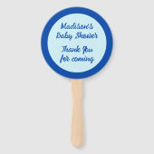 Blue Baby Boy Vlinders en Bloemen Baby shower Handwaaier (Achterkant)