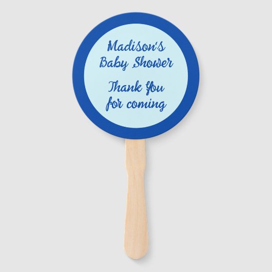 Blue Baby Boy Vlinders en Bloemen Baby shower Handwaaier (Achterkant)