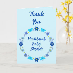 Blue Baby Boy Vlinders en Bloemen Baby shower Kaart