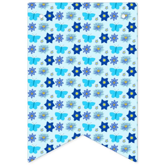 Blue Baby Boy Vlinders en Bloemen Baby shower Vlaggetjes (Tweede vlag)