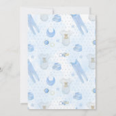 Blue Baby Boy Waterverf Baby shower Kaart (Achterkant)