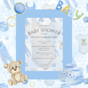 Blue Baby Boy Waterverf Baby shower Kaart