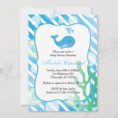 Blue Baby Boy Whale Baby Shower Kaart (Voorkant)