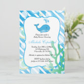 Blue Baby Boy Whale Baby Shower Kaart (Staand voorkant)