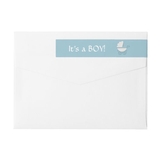 Blue Baby Boy White Buggy Return Address (Achterkant)