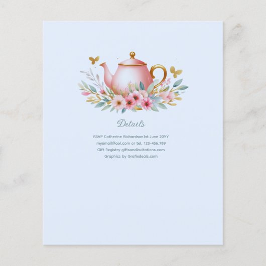 Blue Baby Brewing Tea Party Douche Bloemen Brunch (Achterkant)