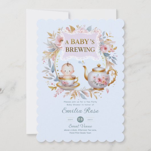 Blue Baby Brewing Thee Feest Borrel Bloemen Brunch Kaart (Voorkant)