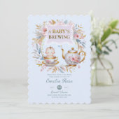 Blue Baby Brewing Thee Feest Borrel Bloemen Brunch Kaart (Staand voorkant)