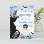 Blue Baby brouwt Halloween Baby shower Kaart (Staand voorkant)