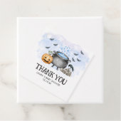 Blue Baby brouwt Halloween Baby shower Square Bedankjes Labels (In situ)