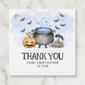 Blue Baby brouwt Halloween Baby shower Square Bedankjes Labels (Voorkant)