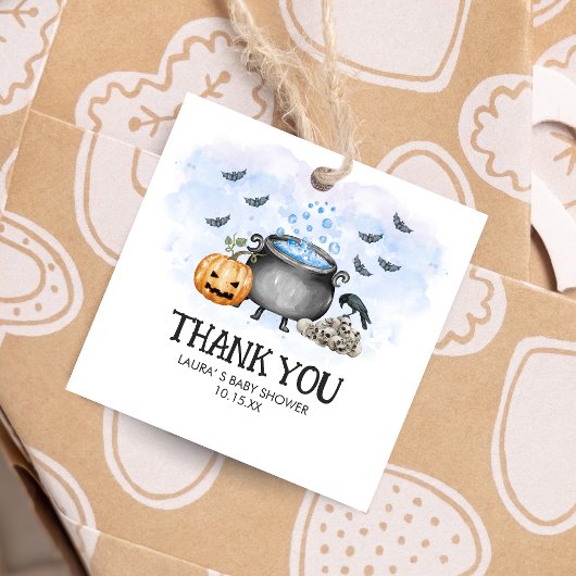 Blue Baby brouwt Halloween Baby shower Square Bedankjes Labels