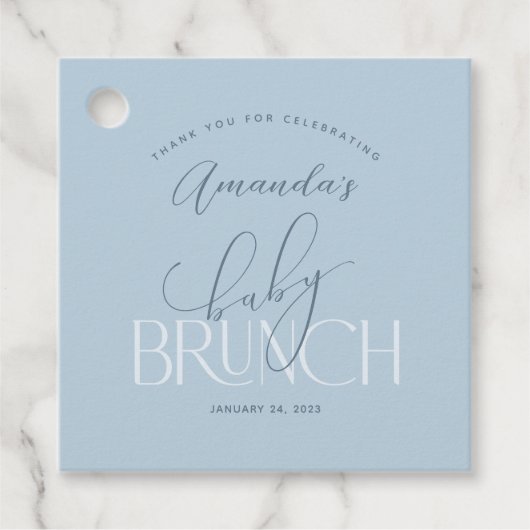 Blue Baby Brunch Bedankt Bedankjes Labels (Voorkant)
