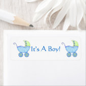 Blue Baby Buggy Carriage is een jongen Gepersonali Etiket (Insitu)