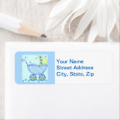 Blue Baby Buggy Carriage Shower Gepersonaliseerd Etiket (Insitu)