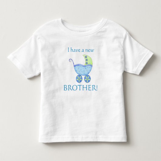 Blue Baby Buggy "I have a New Brother" Toddler Kinder Shirts (Voorkant)