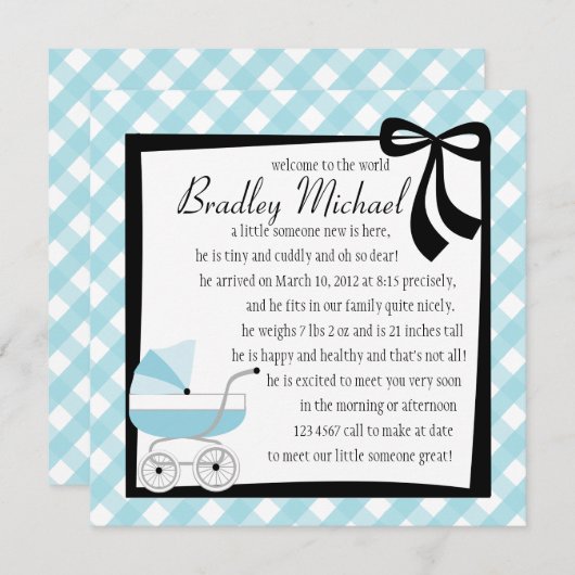 Blue Baby Buggy Kaart (Voorkant / Achterkant)