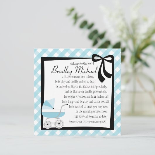 Blue Baby Buggy Kaart (Staand voorkant)