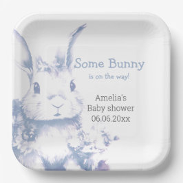 Blue Baby Bunny Baby Shower  Papieren Bordje