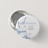 Blue Baby Bunny Baby Shower  Ronde Button 3,2 Cm (Voorkant /achterkant)
