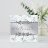 Blue Baby Carriage Baby Boy Prince Shower Kaart (Staand voorkant)