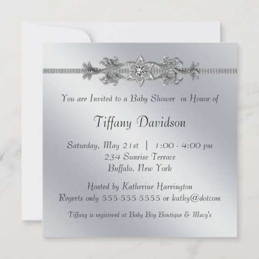 Blue Baby Carriage Baby Boy Prince Shower Kaart (Achterkant)