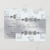 Blue Baby Carriage Baby Boy Prince Shower Kaart (Voorkant / Achterkant)
