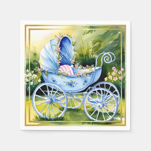 Blue Baby Carriage in Garden Bloom Servet (Voorkant)