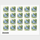  Blue Baby Carriage in Garden Bloom Vierkante Sticker (Vel)