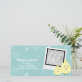 Blue Baby Chick Easter Photo-kaarten Feestdagenkaart (Staand voorkant)