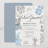 Blue Baby Clothes & Toys Boy Virtual Baby shower Kaart (Voorkant / Achterkant)
