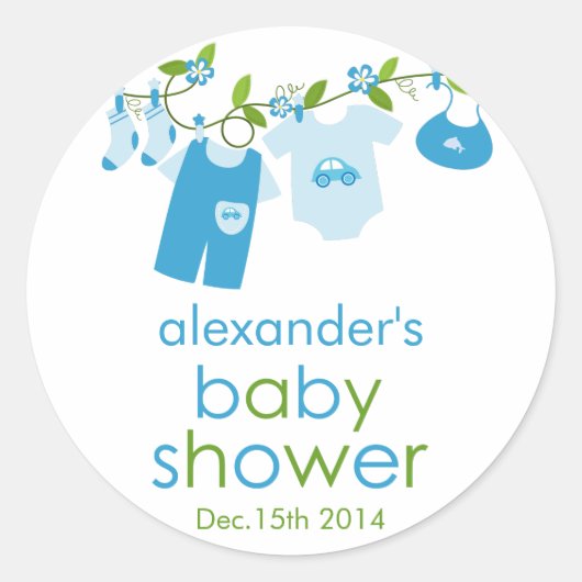 Blue Baby Clothesline Baby shower Sticker (Voorkant)